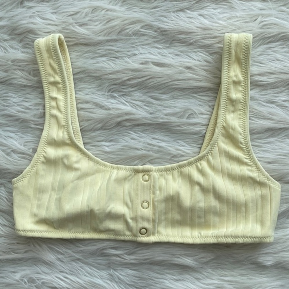 SOLID & STRIPED | The Elle Snap Bikini Top in Blonde‎ Rib